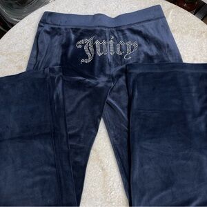 Juicy Couture y2k regal blue velour rhinestone bling pants size small
